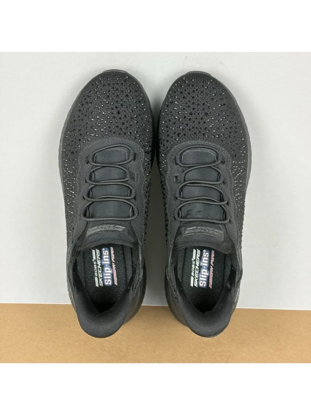 Skechers Bobs Slip-Ins Sport Chaos Daily Glitz Athletic Shoes Womens 7 Black